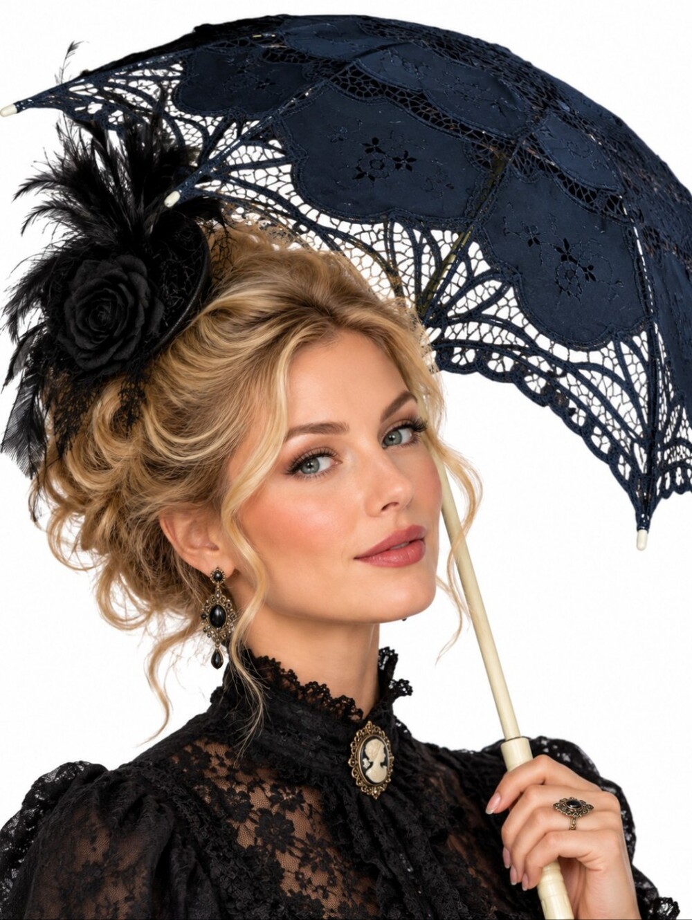 Lace Parasol Black Umbrella Gothic Romantic Fabric Victorian